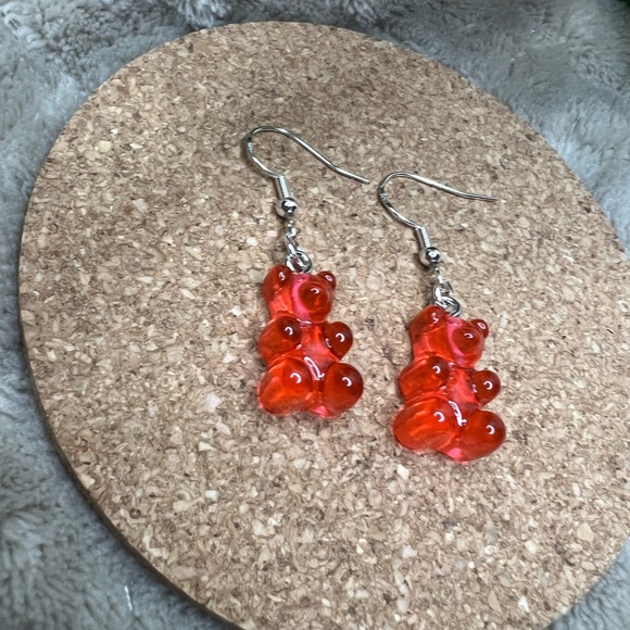 Red Gummy Bear Dangle Earrings - Picture 3 of 3